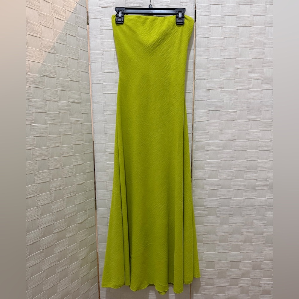 NWT See You Monday Lime Green Maxi Dress Bow Back Strapless S Elegant Dress